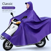 Oxford Kumaş Elektrikli Araç Motosiklet Yağmurluk Panço 9XL - Orta/Büyük Boy Araç - Kalın Oxford - Tek Katmanlı Mor - 1