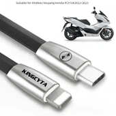 PCX160 Motosiklet Şarj Kablosu - 1m - Type-C Huawei/Xiaomi/Oppo/Vivo - 4