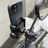 Motosiklet Telefon Tutucu - Dikiz Aynası Klipsi + Vidalı Elastik Klips - 2