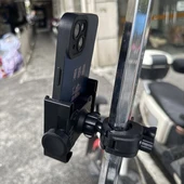 Motosiklet Telefon Tutucu - Metal Klips + Bilyalı Mafsal + Tek Elle Tak-Çıkar Klips - 11