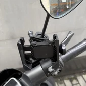 Motosiklet Telefon Tutucu - Metal Klips + Bilyalı Mafsal + Tek Elle Tak-Çıkar Klips - 4