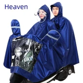Elektrikli Motosiklet Yağmurluğu - XXXXL - Koyu Mavi (Çift Katmanlı, Aynalı, Çıkarılabilir Çift Siperlikli) - 1
