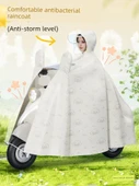 Elektrikli Motosiklet Yağmurluğu - Tam Boy Panço - 3XL Aynasız Jade Gui Köpek Beyaz - 2