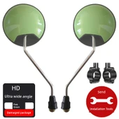 Elektrikli Araç Bisiklet Dikiz Aynası 8mm - HD ABS (Pembe Yeşil) + Ayna Tutucu - 1