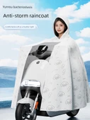 Elektrikli Motosiklet Yağmurluğu - Tam Boy Panço - 4XL Aynalı Yugui Köpek Beyaz - 7