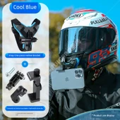 Motosiklet Kask Çene Montaj Telefon Tutucu - Mavi Kayış - 1