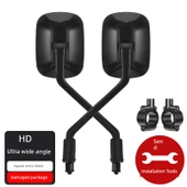 Elektrikli Araç Bisiklet Dikiz Aynası 8mm - HD ABS Kare Ayna - Parlak Siyah - 1