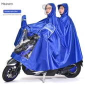 Motosiklet Elektrikli Araba Yağmurluğu - 4XL - Çift Siperli Gül Kırmızısı - 4