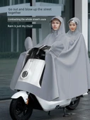 Elektrikli Motosiklet Yağmurluğu - 4XL - Çift Katmanlı - Gri - Aynasız - 5