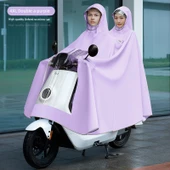 Elektrikli Motosiklet Yağmurluğu - 4XL - Çift Katmanlı - Mor - Aynasız - 1