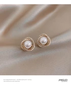 18K Altın Elmas Spiral İnci Küpe - 70 Elmaslı Spiral İnci - 10