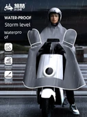 Elektrikli Motosiklet Yağmurluğu - 4XL/5XL - Tek Katmanlı - Siyah - Aynalı - 2