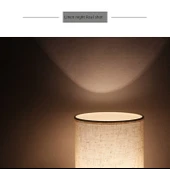 Ahşap Komodin Lamba - Turuncu Kenevir Abajur - 3W LED - 11
