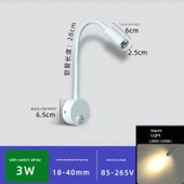LED Yüzeye Monte Aynalı Okuma Lambası - Düğmeli Beyaz 3W Sıcak Işık - 1
