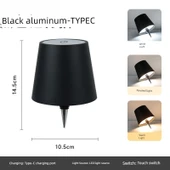 Şarap Şişesi Tasarımlı LED Masa Lambası - Siyah Alüminyum - USB Şarjlı - Dokunmatik Dimleme - TYPE C thumbnail 1