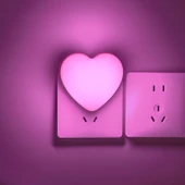 LED Kalp Gece Lambası - Pembe Işık - 2'li Set - 1