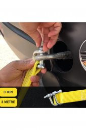 KKDAVM Çekme Halatı Lüx 3 mt Çelik Uçlu 3 ton Çeki Halatı - 2