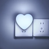 LED Kalp Gece Lambası - Mavi Işık - 2'li Set - 1