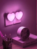 LED Kalp Gece Lambası - Sıcak Işık - 2'li Set - 2
