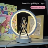 Anime Kız Yuvarlak Gece Lambası - Yalnız Goto - Hediye Çantalı [Üç Renkli Işık] - 6