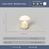 Mantar Masa Lambası - Bej Küçük Mantar - 16cm - Üç Renk Kısılabilir thumbnail 1