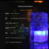 LED Şarjlı Kristal Bar Masa Lambası - Kısılabilir Anahtar - Kare Kristal + Buz Mavisi + Logolu - 8