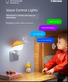 Akıllı Ses Kontrollü Bebek Gece Lambası - Düğme Kontrolü - 3W Parlak Işık - 10