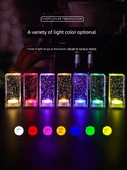 LED Şarjlı Kristal Bar Masa Lambası - Kısılabilir Anahtar - Kare Kristal + Buz Mavisi + Logolu - 3