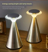 Retro Şarj Edilebilir LED Masa Lambası - Latin Altın Şapka - Dokunmatik - 3 Renk - 5