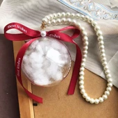 DIY Sonsuz Çiçek Topu Araba Süsü Malzeme Paketi - 4cm Top, 8cm Imitasyon İnci - 6