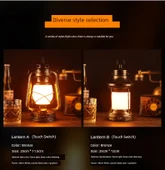 Retro Gaz Lambası Masa Lambası - Kısılabilir Anahtar, C Köşk Feneri, Üç Renk Kısma (Şarj Aleti Yok) thumbnail 8