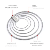 304 Paslanmaz Çelik Halat Anahtarlık - 10cm Çap [5 Adet] (2.0mm Genişleme 30cm) thumbnail 2