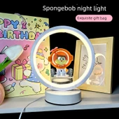 Sünger Bob Yuvarlak Gece Lambası - Hamburg Paida Star - Hediye Çantalı [Sıcak Işık] thumbnail 9