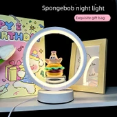 Sünger Bob Yuvarlak Gece Lambası - Hamburg Paida Star - Hediye Çantalı [Sıcak Işık] thumbnail 1