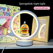 Sünger Bob Yuvarlak Gece Lambası - Hamburg Paida Star - Hediye Çantalı [Sıcak Işık] thumbnail 10