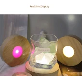 Yuvarlak Buzlu LED Gece Lambası - 8cm Üç Renkli Şarjlı thumbnail 11