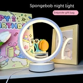 Sünger Bob Yuvarlak Gece Lambası - Hamburg Paida Star - Hediye Çantalı [Sıcak Işık] thumbnail 5