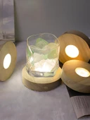 Yuvarlak Buzlu LED Gece Lambası - 8cm Üç Renkli Şarjlı thumbnail 6