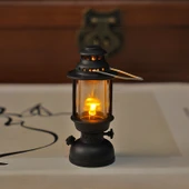 Mini Retro LED Mum Fener Gece Lambası - Siyah Mini Saray Lambası Sıcak Işık - 1