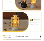 Mini Retro LED Mum Fener Gece Lambası - Beyaz Mini Fener Sıcak Işık - 11
