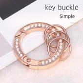 Elmas Detaylı Anahtarlık - Zincir ve Tokalı - Rose Gold thumbnail 1