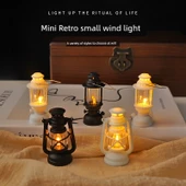 Mini Retro LED Mum Fener Gece Lambası - Siyah Mini Fener Sıcak Işık - 2