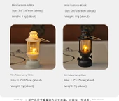 Mini Retro LED Mum Fener Gece Lambası - Siyah Mini Fener Sıcak Işık - 9