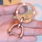 Elmas Detaylı Anahtarlık - Zincir ve Tokalı - Rose Gold thumbnail 2