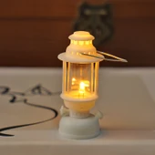 Mini Retro LED Mum Fener Gece Lambası - Beyaz Mini Saray Lambası Sıcak Işık - 1