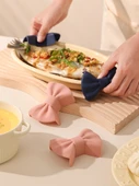 Fiyonklu Kaymaz Silikon Fırın Eldiveni ve Tutacak - Kırmızı (2'li Paket) - 2