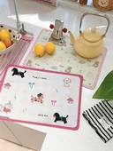 Sevimli Su Emici Hızlı Kuruyan Diatomit Bardak Altlığı - Pudra Çerçeveli Sarı Taban Ayı-Kare - 4