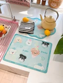 Sevimli Su Emici Hızlı Kuruyan Diatomit Bardak Altlığı - Kulaklıklı Köpek Yavrusu-Yabancı - 5