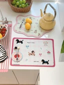 Sevimli Su Emici Hızlı Kuruyan Diatomit Bardak Altlığı - Pudra Çerçeveli Sarı Taban Ayı-Kare - 3
