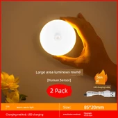 Şarj Edilebilir LED Gece Lambası - 2'li Set - Sıcak Işık - 1